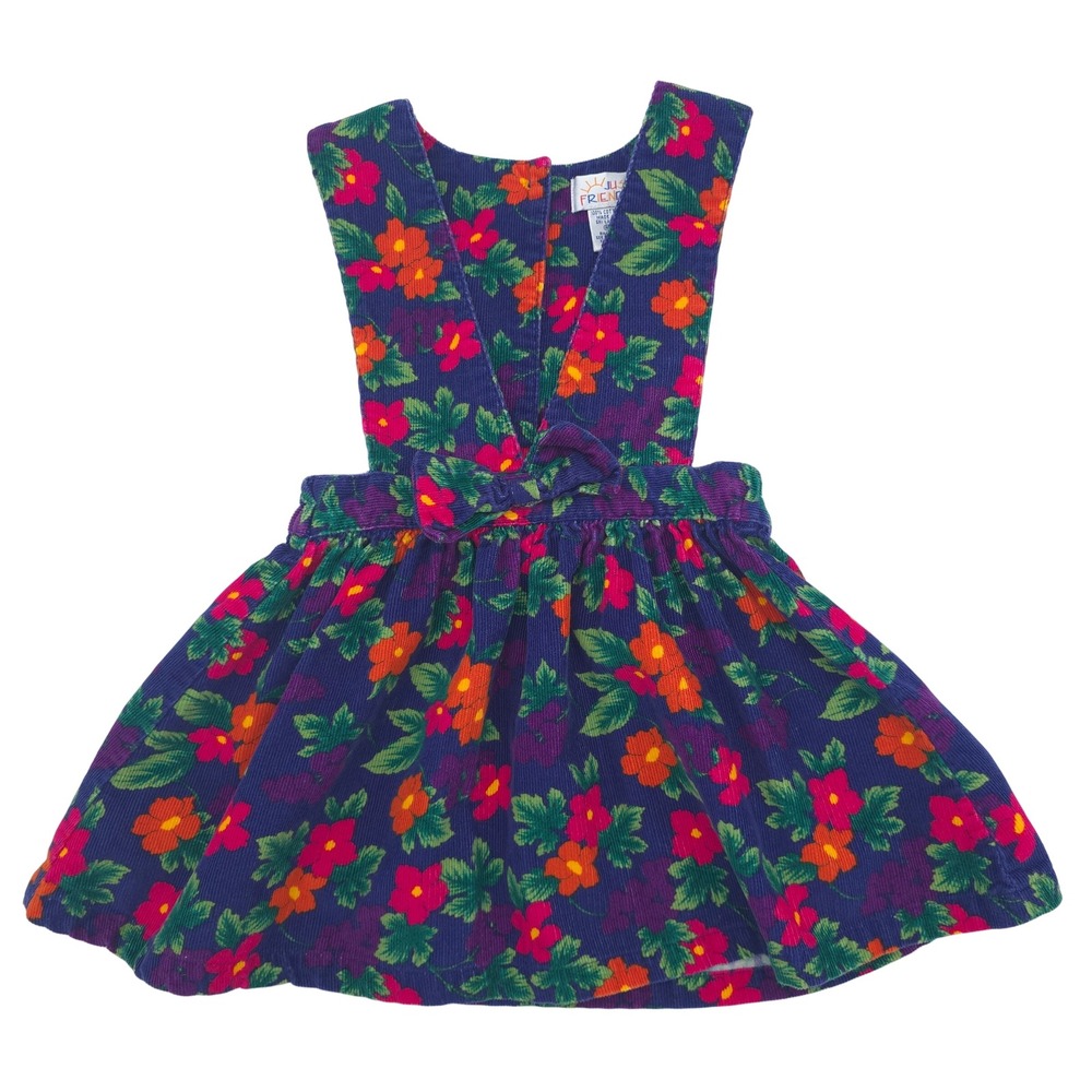 Vintage 90s Just Friends Toddler Girl Corduroy Floral Jumper Dress Size 4T